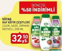 SÜTAŞ KAF KEFİR ÇEŞİTLERİ 250 ML fiyat ve kampanya bilgisi